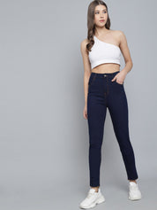 Kotty Women Blue Jean Skinny Fit High-Rise Cropped Jeans