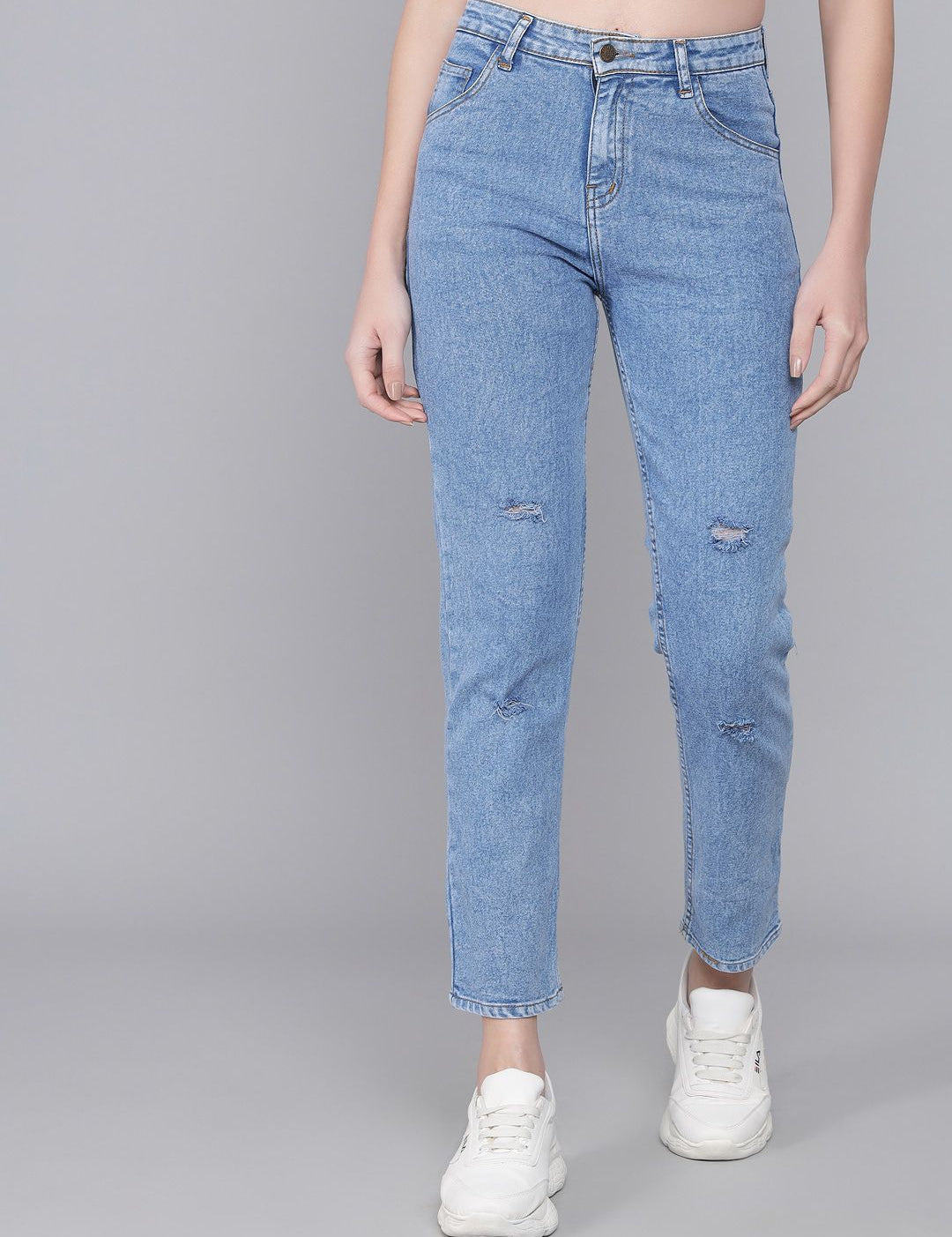 Kotty Women Blue Flared High-Rise Mildly Distressed Jeans