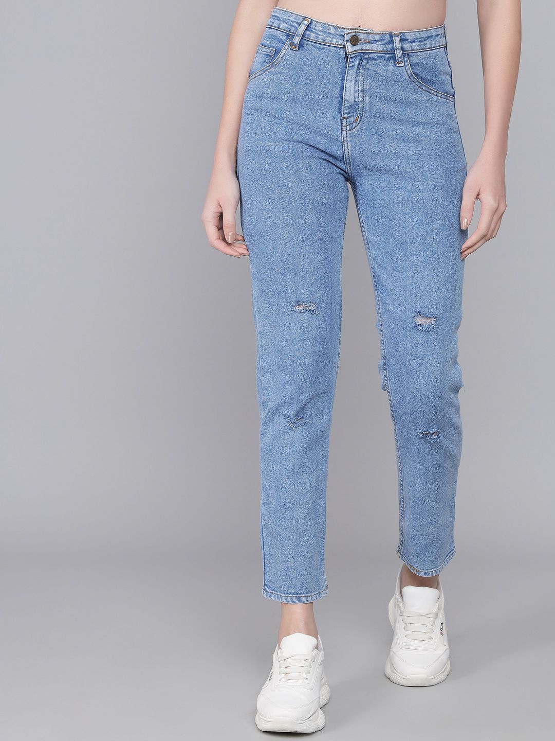 Kotty Women Blue Flared High-Rise Mildly Distressed Jeans