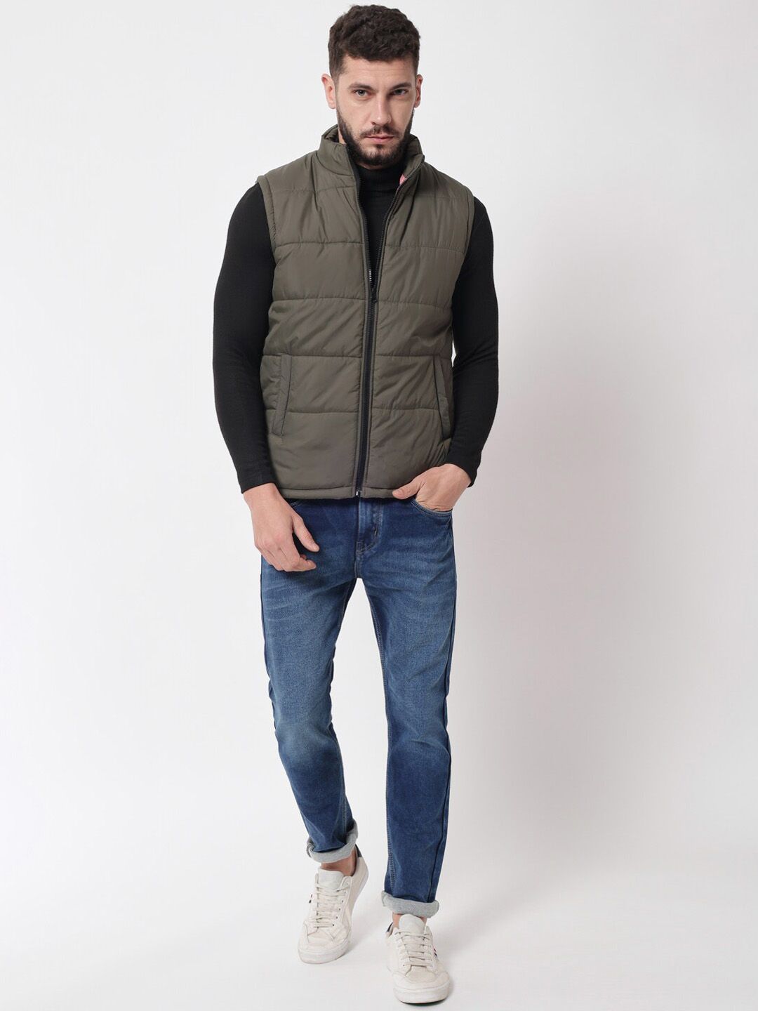 Kotty Men Olive Green Outdoor Puffer Jacket
