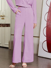 KOTTY BIZwear Women Purple High-Rise Easy Wash Pleated Parallel Trousers