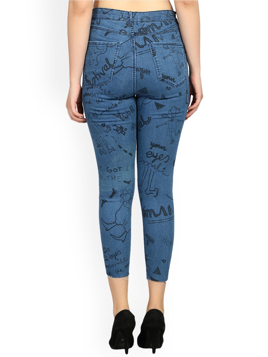 Kotty Women Blue Skinny Fit High-Rise Slash Knee Jeans