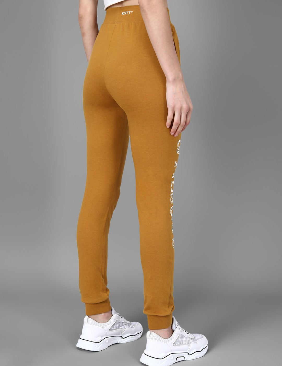 Kotty Women Mustard Yellow & White Printed Joggers