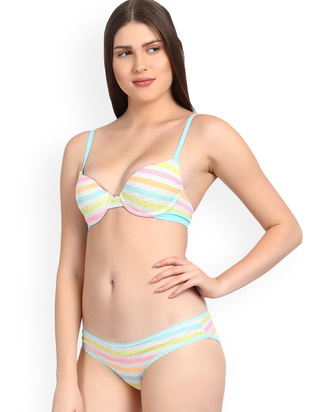 Kotty Women Multicoloured Striped Lingerie Set KTTIW128