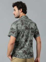 Kotty Men Cuban Collar Abstract Printed Casual Shirt