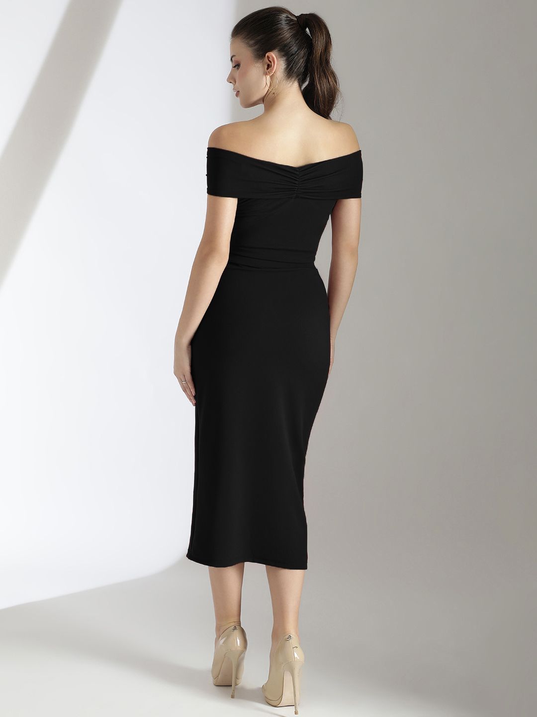 Kotty Black Off Shoulder Top With Skirt