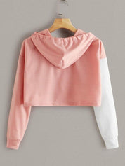 Kotty Girls Pink & White Colourblocked Hooded Sweatshirt