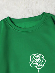 Kotty Green Typography Printed Long Sleeves Fleece Pullover Sweatshirt