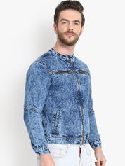 Kotty Men Blue Solid Denim Jacket