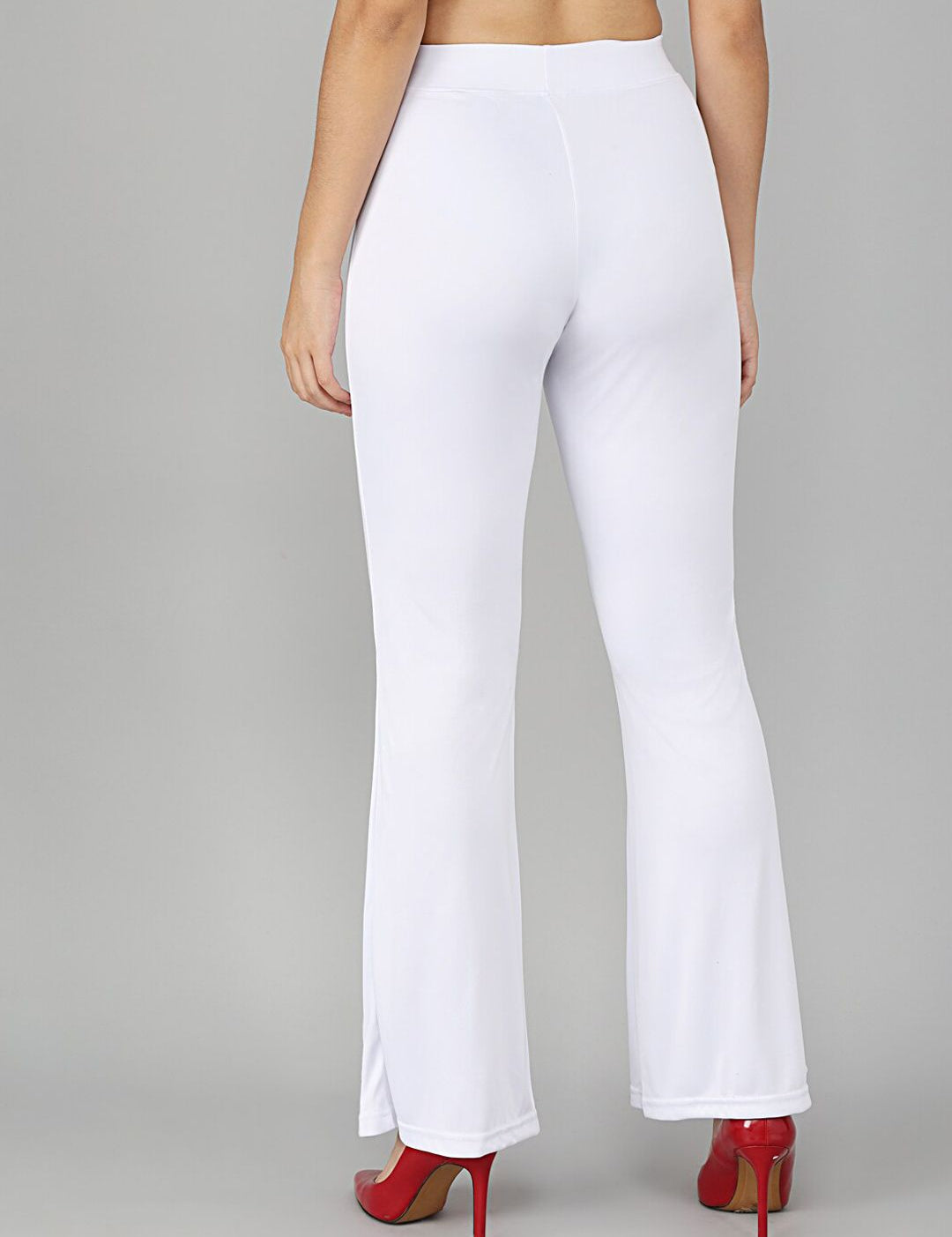 Kotty Women White Flared High-Rise Bootcut Trousers