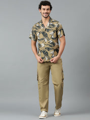 Kotty Men Cuban Collar Abstract Printed Casual Shirt