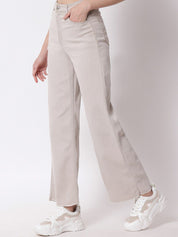 Kotty Women Off White Jean Flared High-Rise Stretchable Jeans