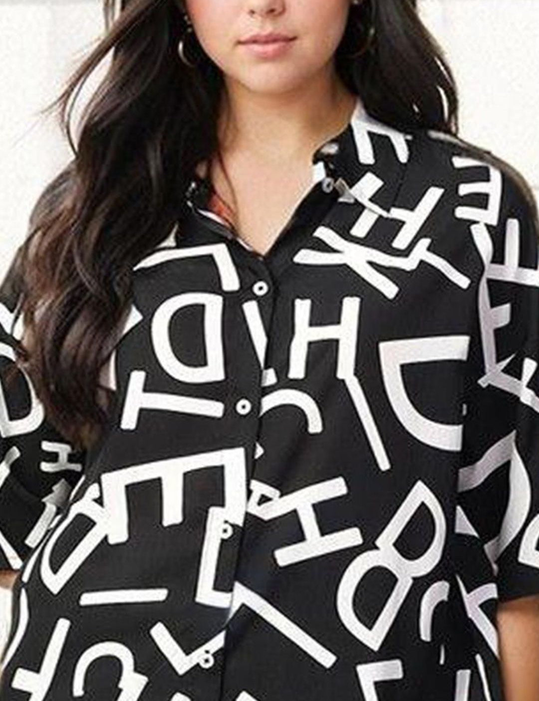 Kotty Black and White Printed Shirt Collar Shirt With Trouser