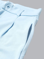 KOTTY BIZwear Women Blue Relaxed Straight Leg High-Rise Easy Wash Pleated Parallel Trousers