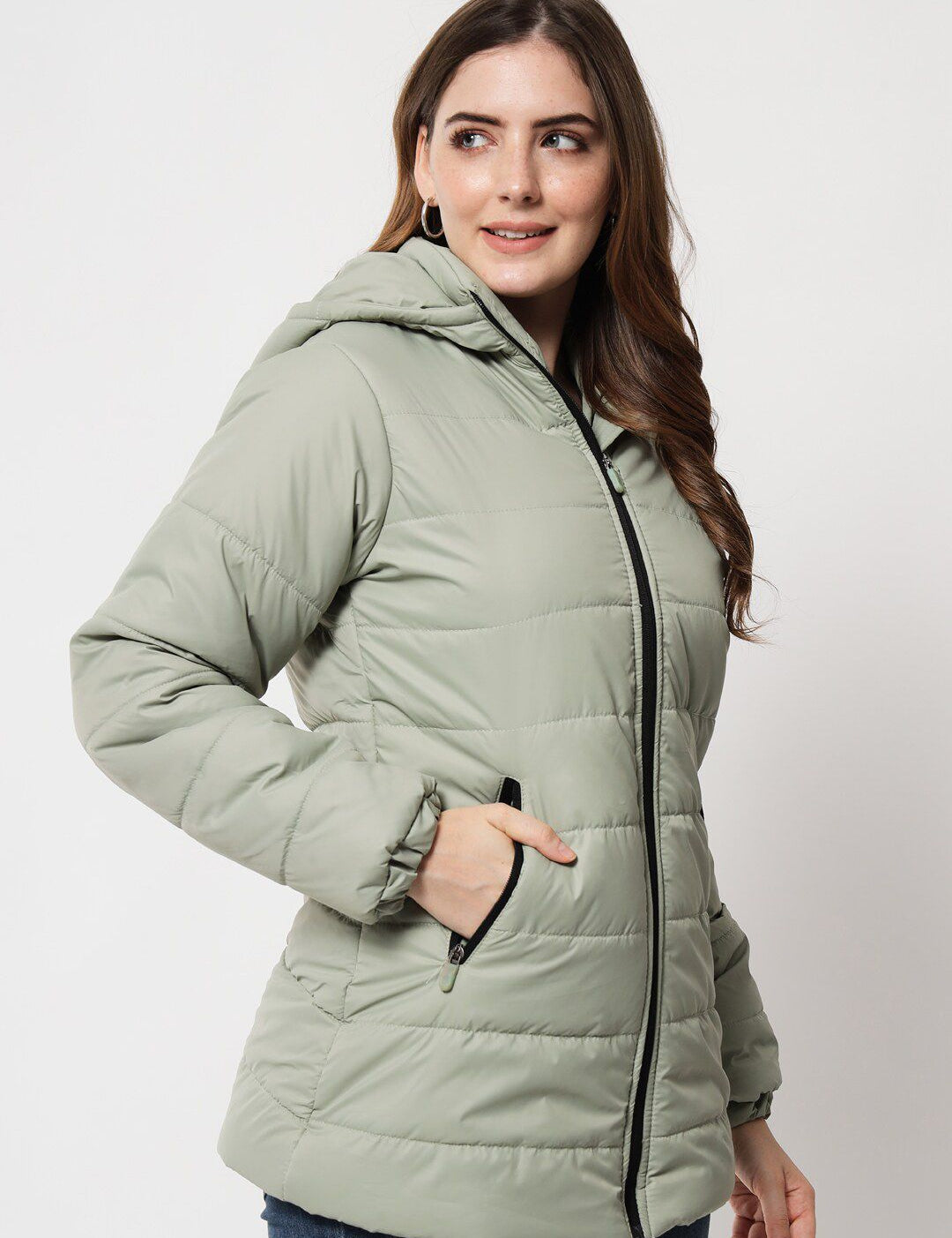 Kotty Women Green Longline Padded Jacket