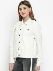 Kotty Women White Printed Denim Jacket
