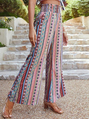 Kotty Women Striped Straight Fit High-Rise Easy Wash Cotton Parallel Trousers