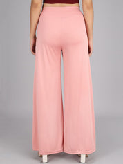 Kotty Women Pink Flared High-Rise Parallel Trousers