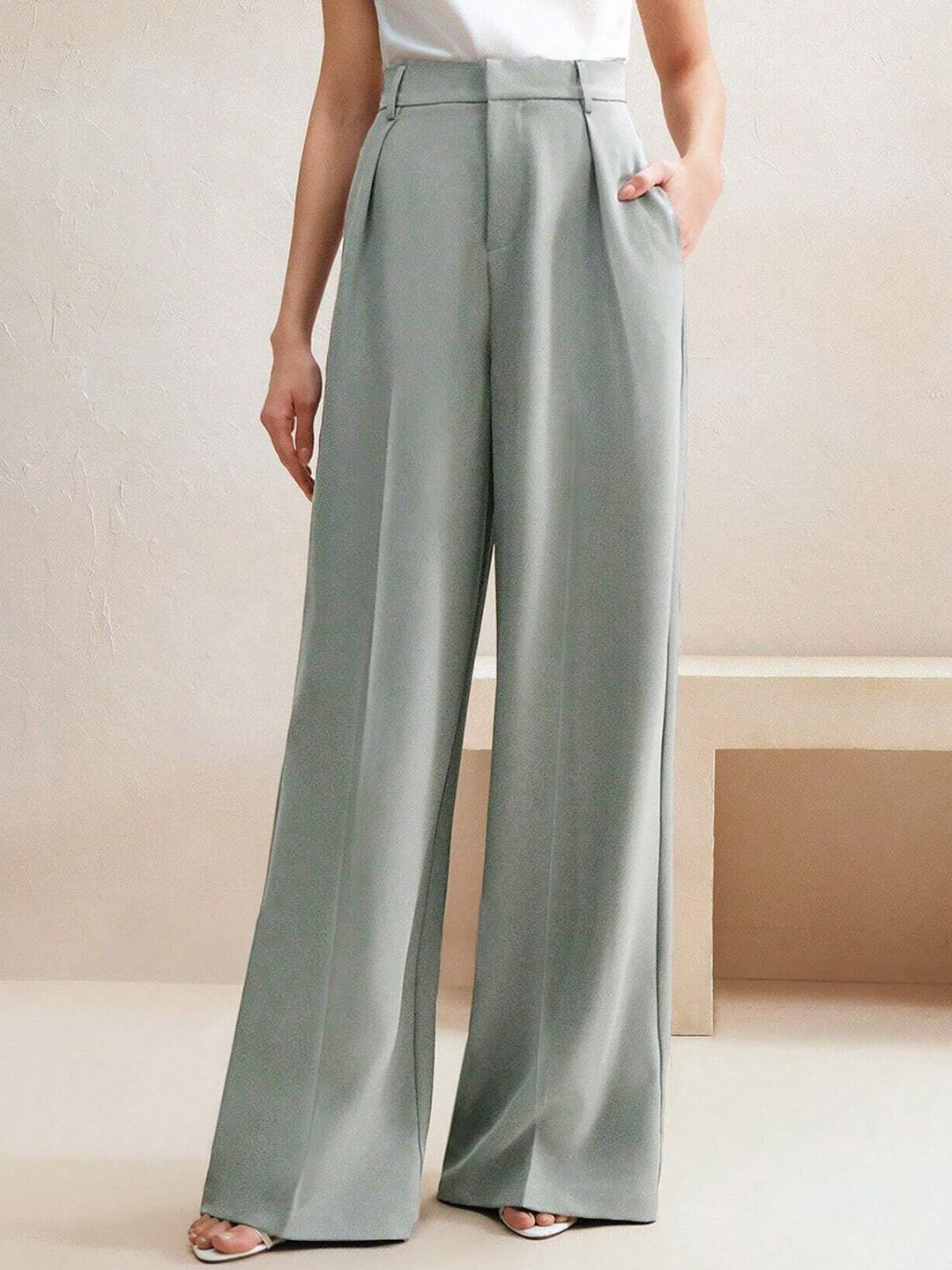Kotty Women High-Rise Easy Wash Single Pleated Trousers