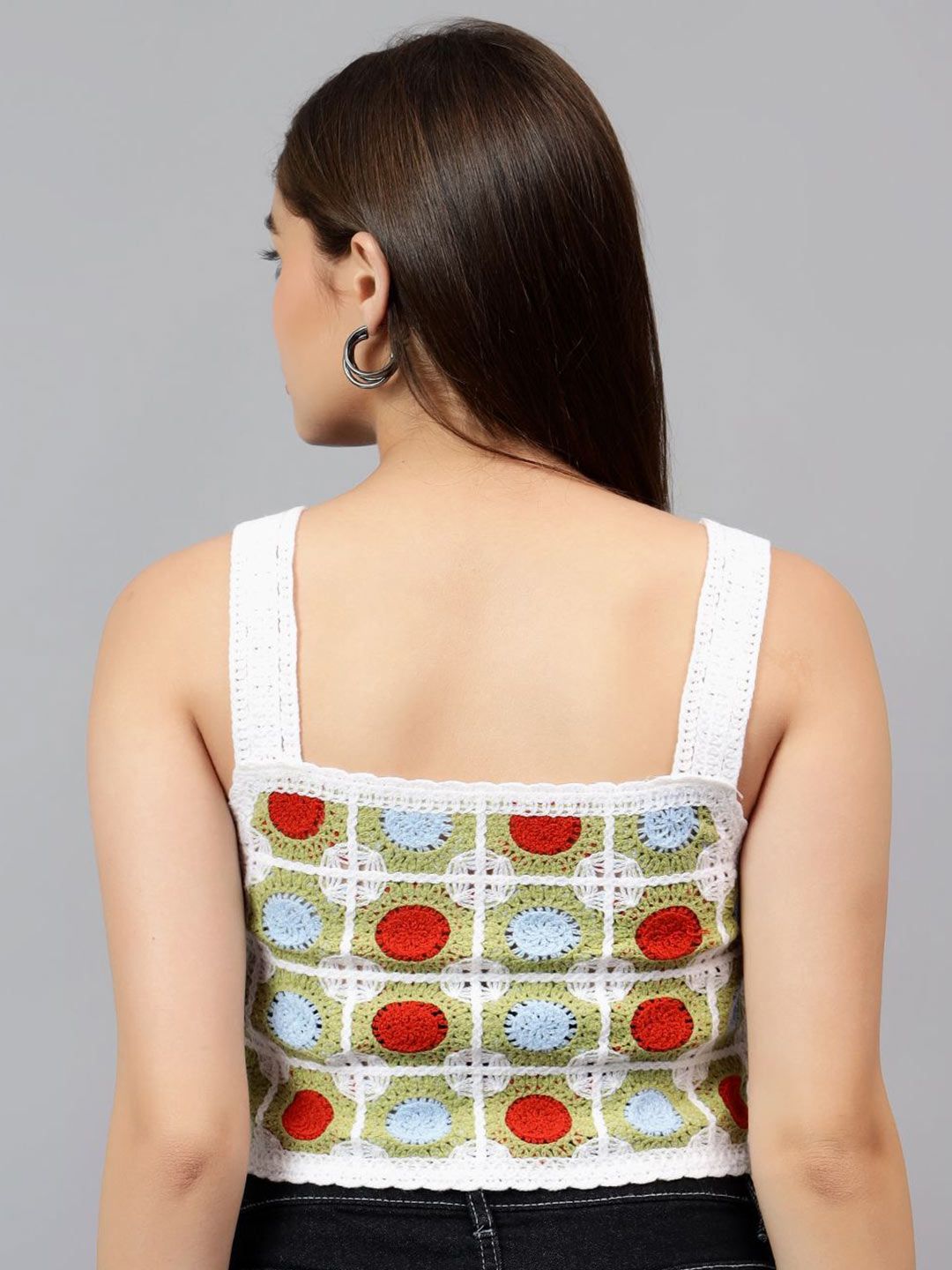 Kotty Women Self Design Square Neck Cotton Top