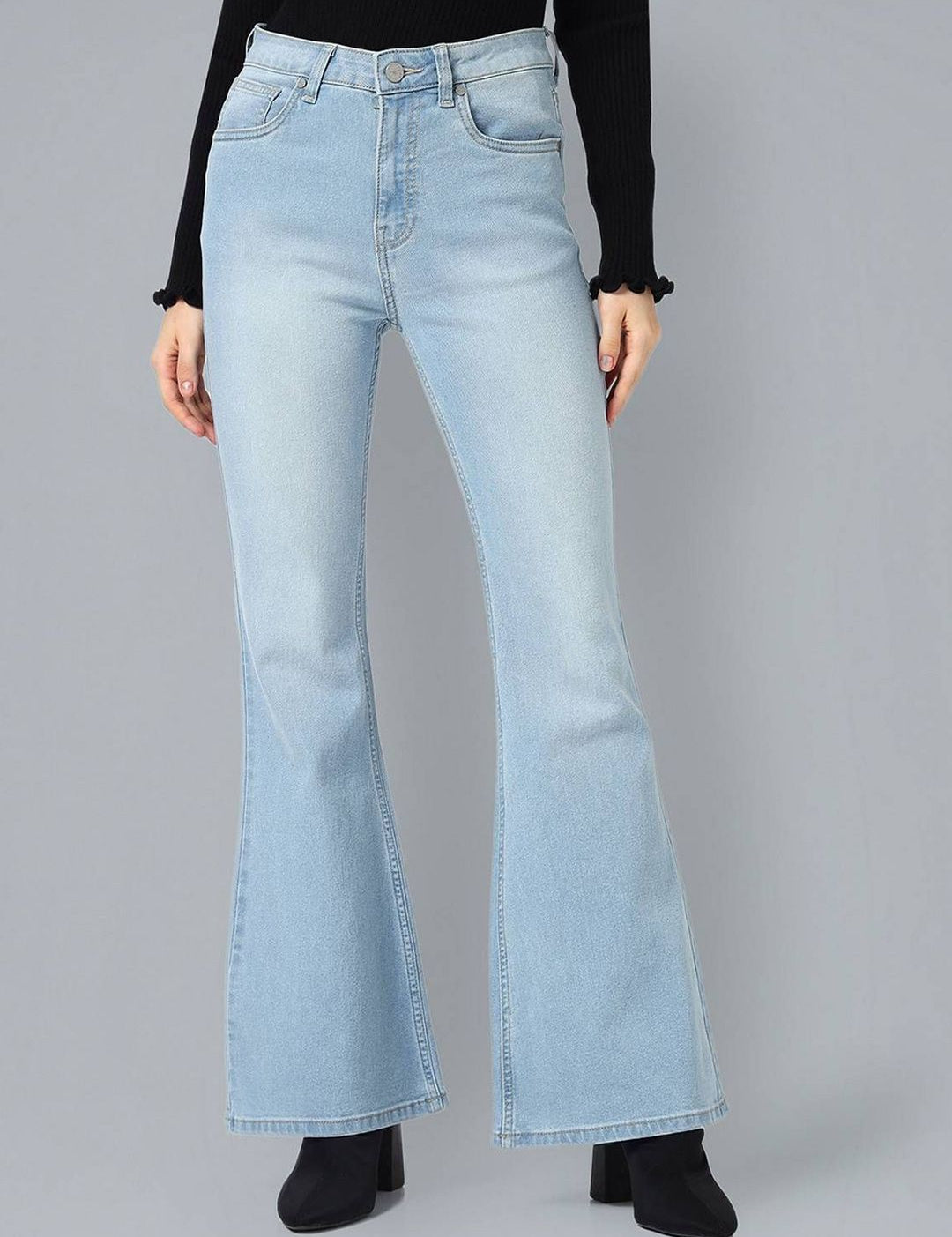 Kotty Women Flared High-Rise Stretchable Cotton Jeans