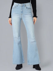 Kotty Women Flared High-Rise Stretchable Cotton Jeans