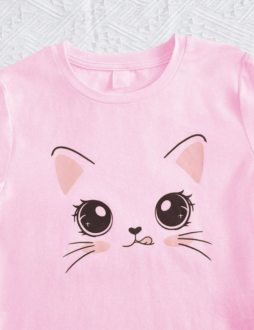 Kotty Girls Graphic Printed Round Neck Cotton Oversized T-shirt