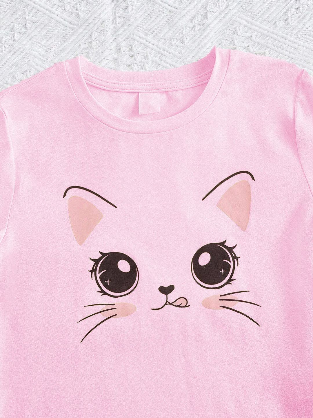 Kotty Girls Graphic Printed Round Neck Cotton Oversized T-shirt