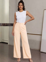 Peach Regular Fit High-Rise Trousers for Women | Kotty