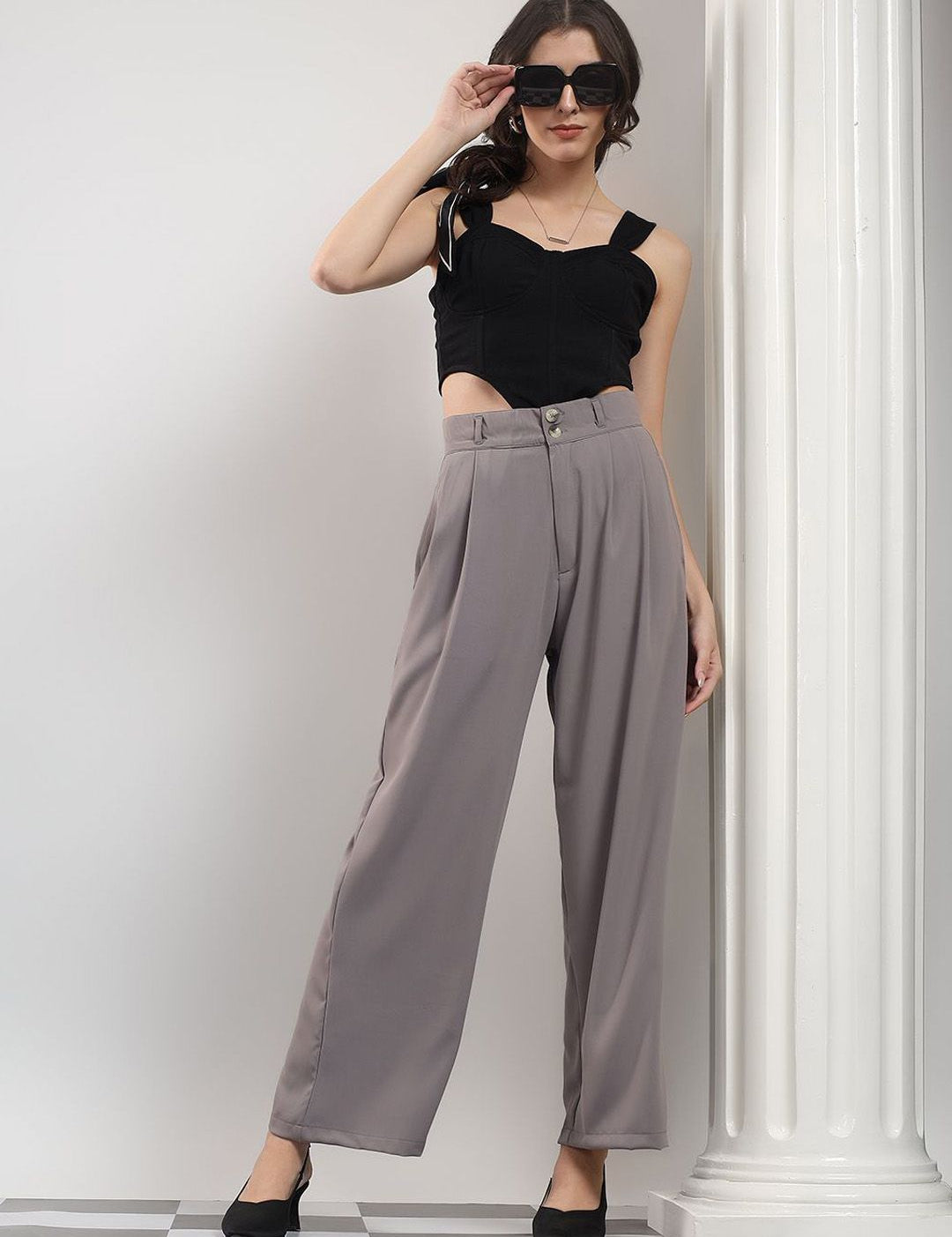 Kotty Women High-Rise Easy Wash Pleated Trousers