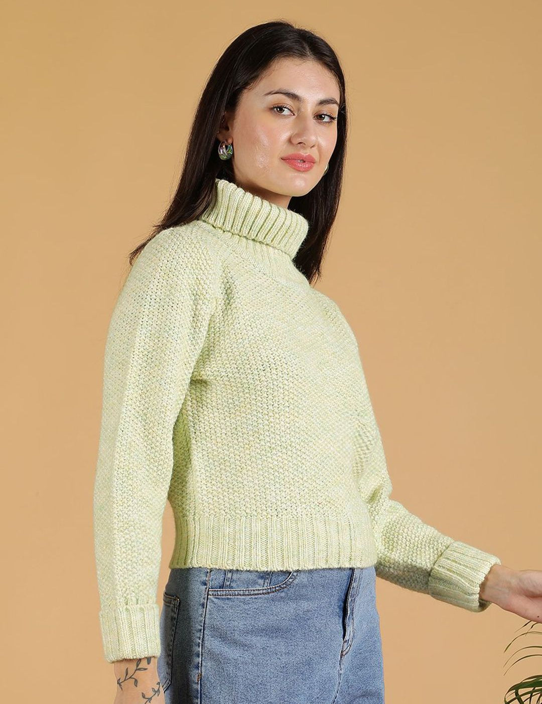 Kotty Women Self Design Turtle Neck Pullover Sweater 