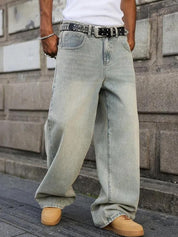 Kotty Men Wide Leg Low-Rise Light Fade Stretchable Jeans
