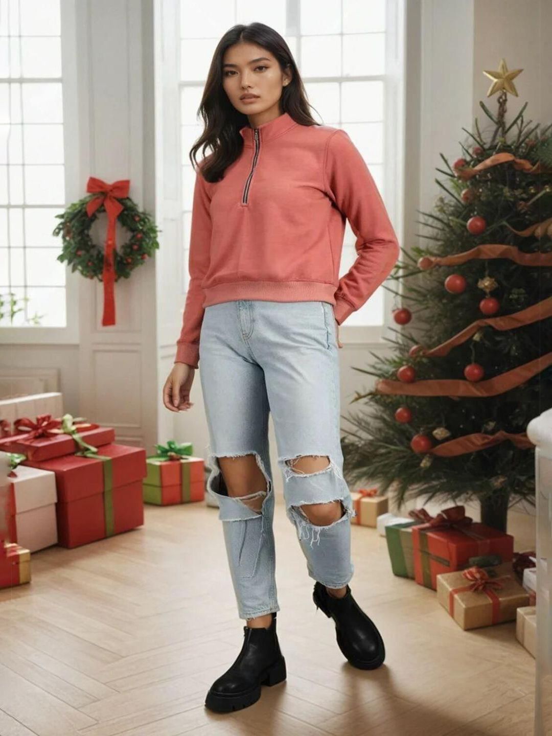 Kotty Women Round Neck Dry Fit Pullover Sweatshirt