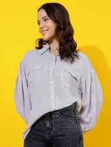 Kotty Women Comfort Spread Collar Micro Checked Cotton Oversized Casual Shirt