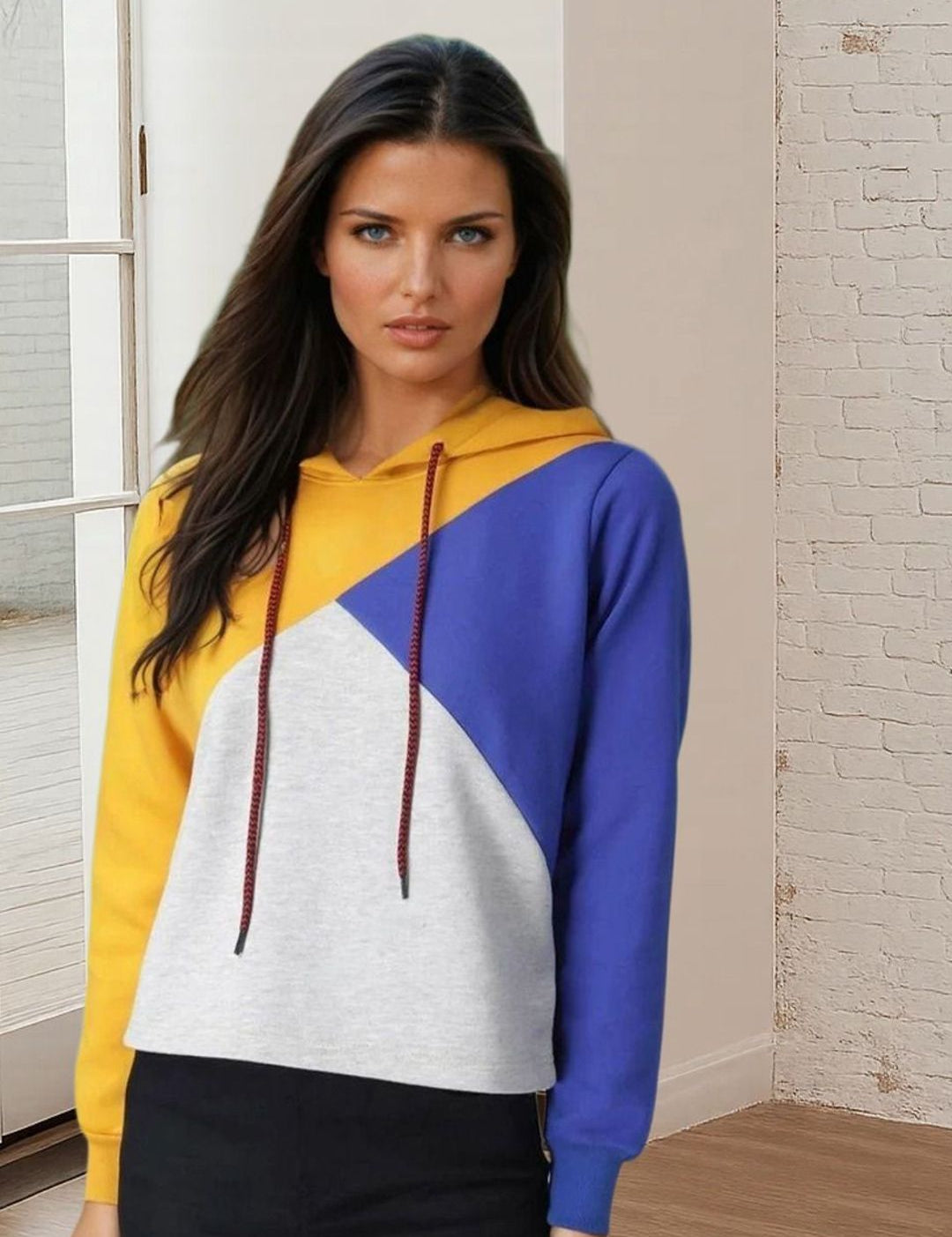 Kotty Women Colourblocked Hooded Sweatshirt