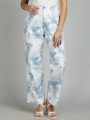 Kotty Women Cotton Printed Straight Fit High-Rise Easy Wash Trousers