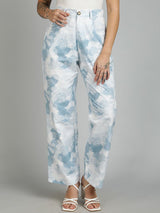 Kotty Women Cotton Printed Straight Fit High-Rise Easy Wash Trousers