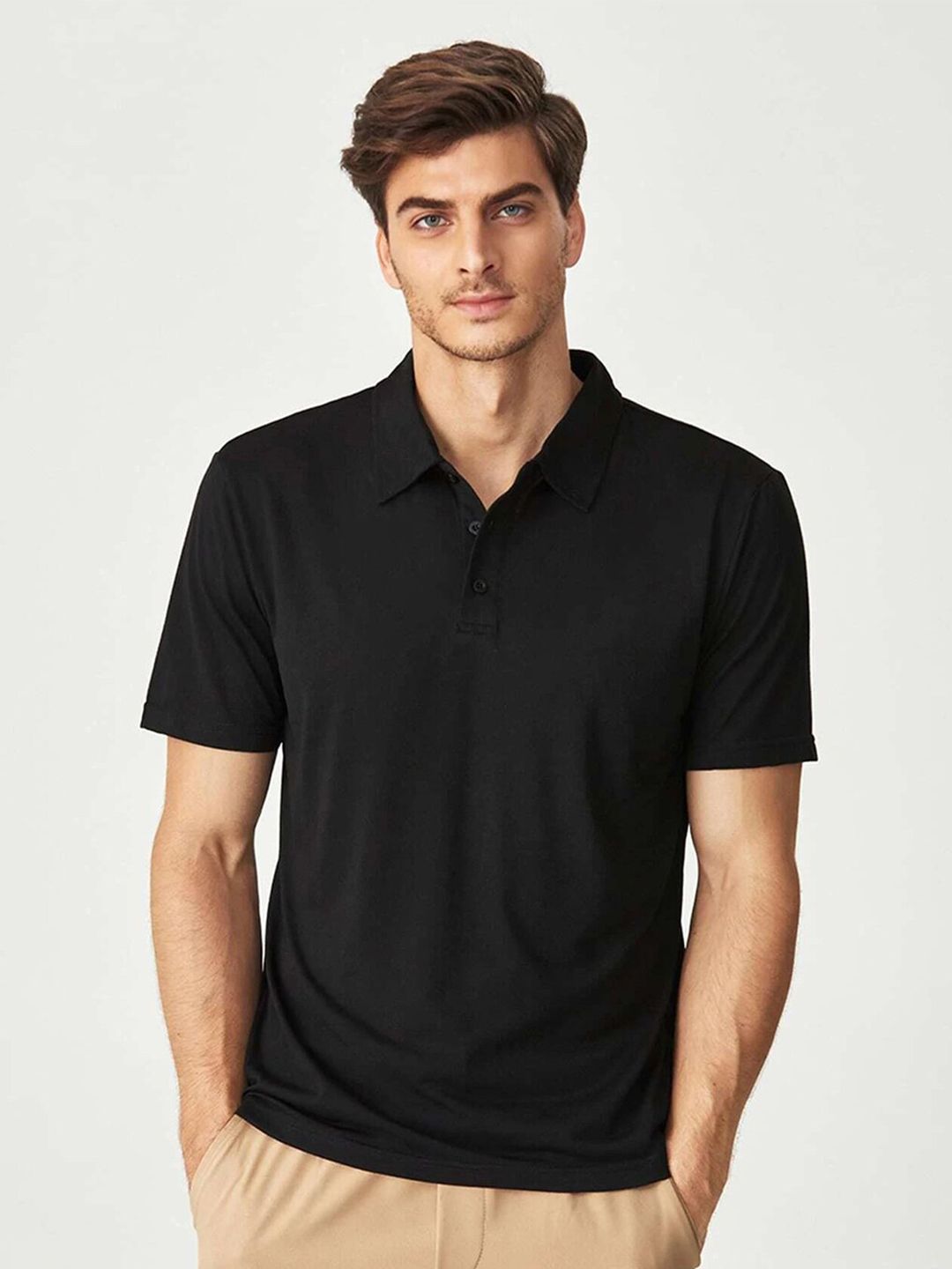 Kotty Black Polo Collar T-Shirt