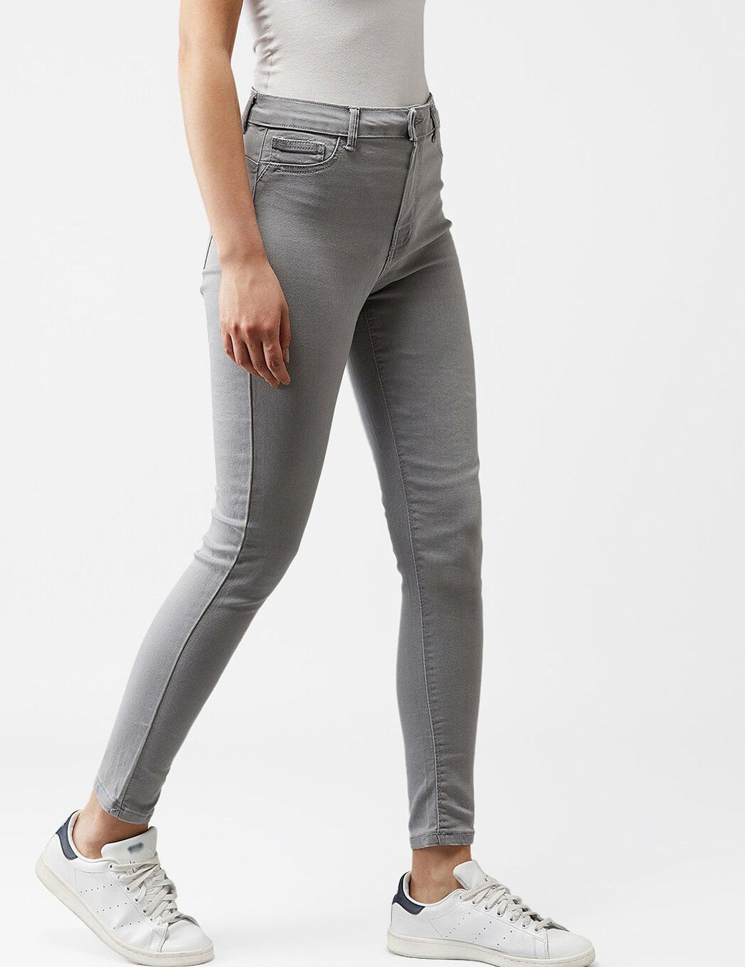 Kotty Women Grey Skinny Fit High-Rise Clean Look Jeans