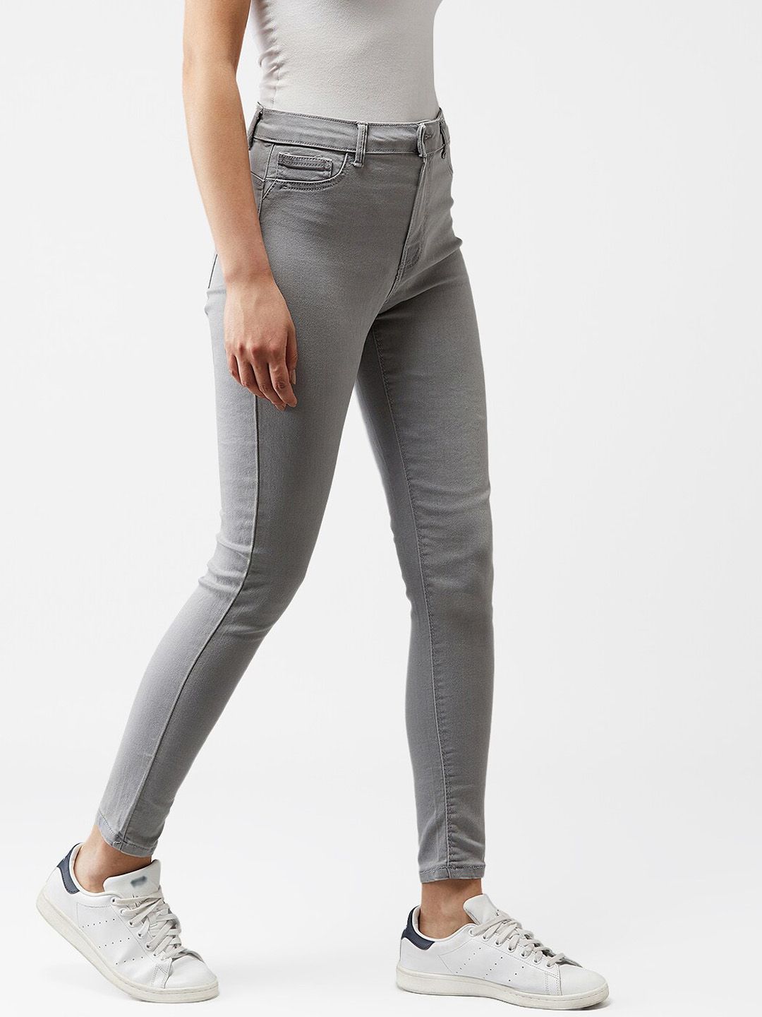 Kotty Women Grey Skinny Fit High-Rise Clean Look Jeans