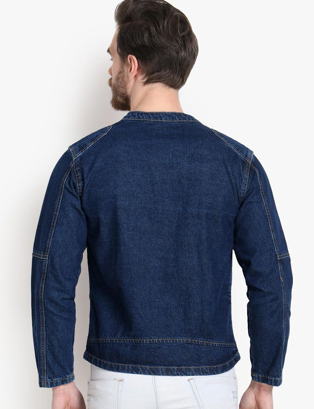 Kotty Men Blue Printed Denim Jacket