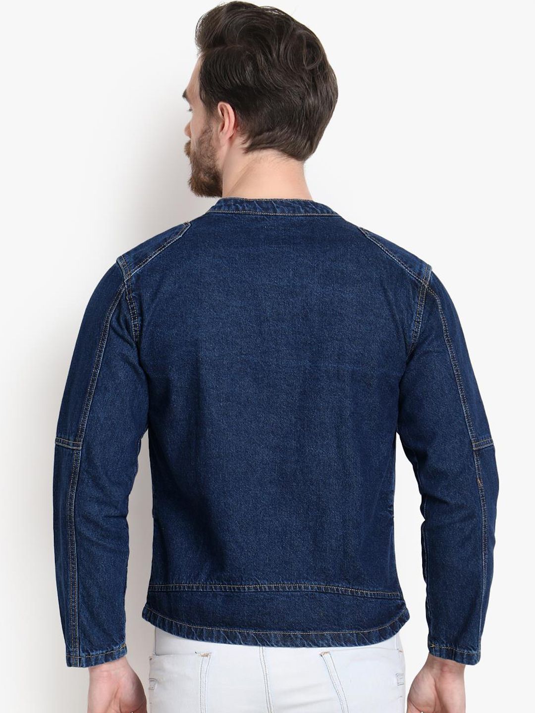 Kotty Men Blue Printed Denim Jacket