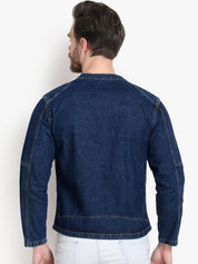 Kotty Men Blue Printed Denim Jacket