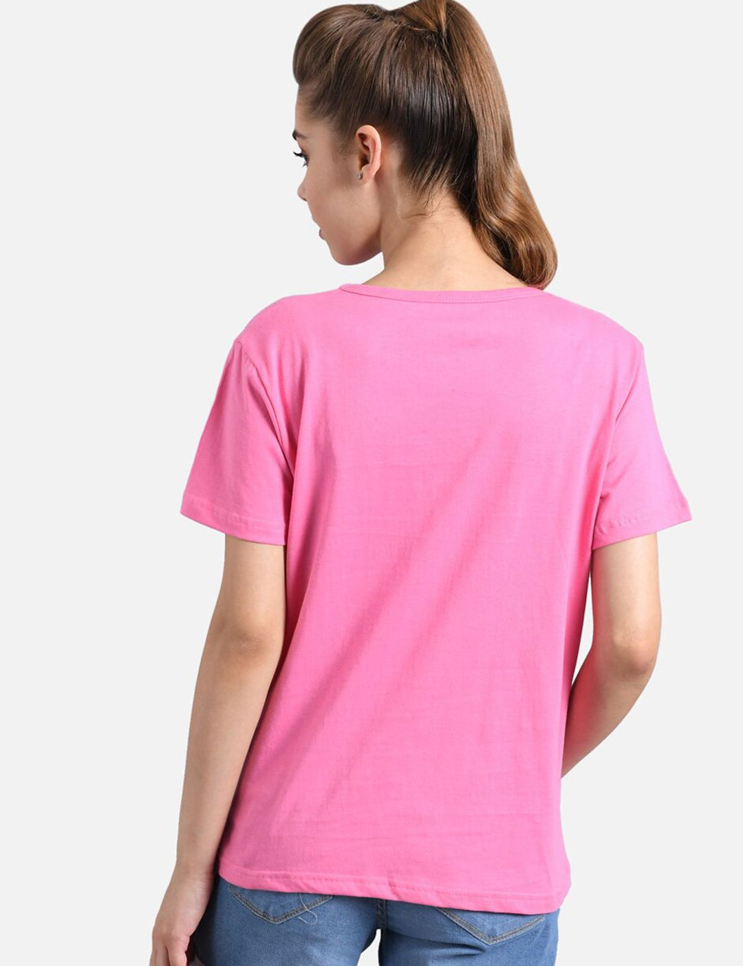 Kotty Women Pack Of 2 Yellow & Pink Printed Round Neck T-shirt