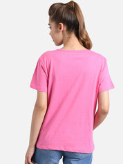 Kotty Women Pack Of 2 Yellow & Pink Printed Round Neck T-shirt