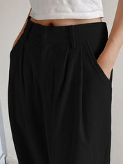 Kotty Women Relaxed Straight Leg Loose Fit High-Rise Corduroy Cotton Trousers