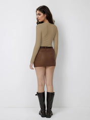 Kotty Women V-Neck Long Sleeves Fitted Top