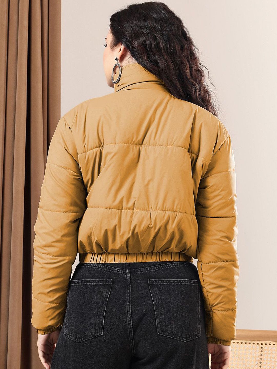 Kotty Women Mock Collar Solid Casual Insulator Puffer Jacket