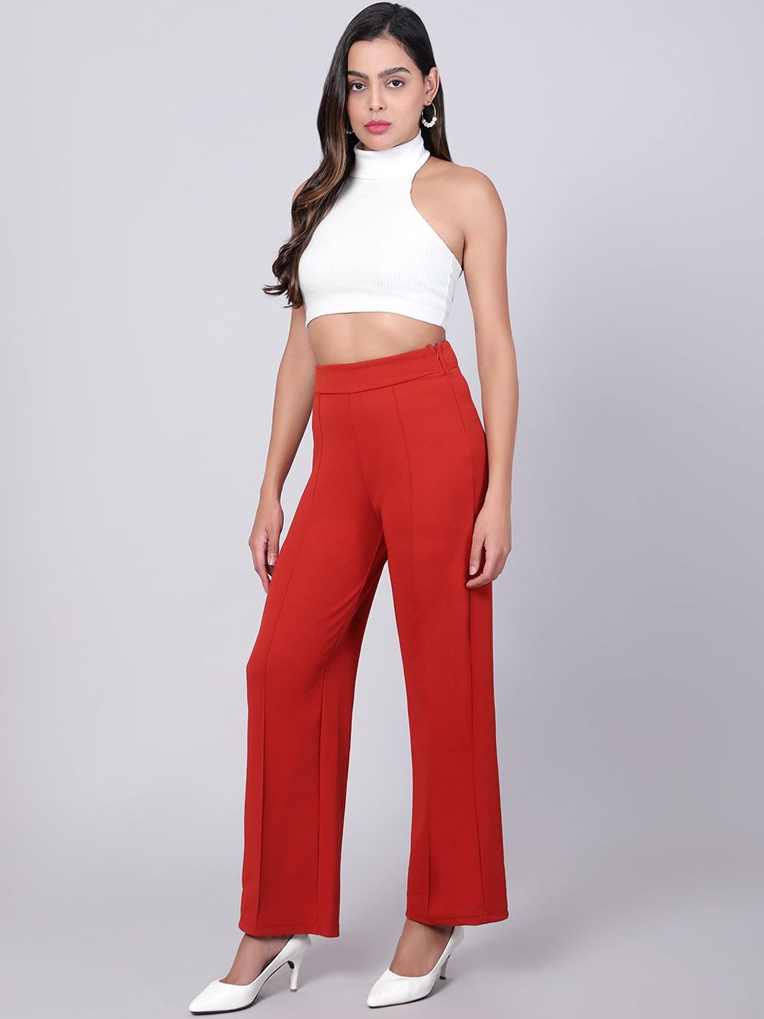 Kotty Women Pack Of 2 Straight Fit High-Rise Easy Wash Trousers