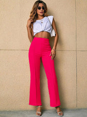 Kotty Women Relaxed Straight Fit High-Rise Easy Wash Trousers